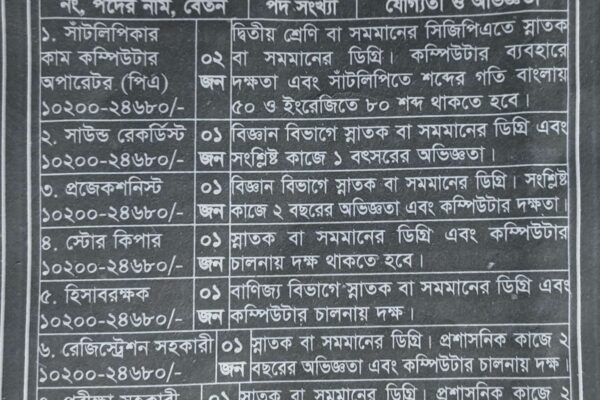 বাংলাদেশ চলচ্চিত্র ও টেলিভিশন ইনস্টিটিউ এর নিয়োগ বিজ্ঞপ্তি